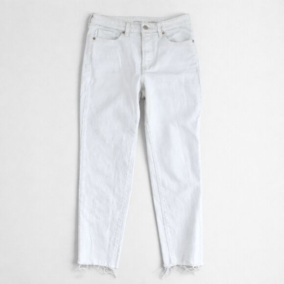 Old Navy Denim - Old Navy O.G. Straight High-Waisted Secret Smooth White Jeans Size 6 Raw Hem